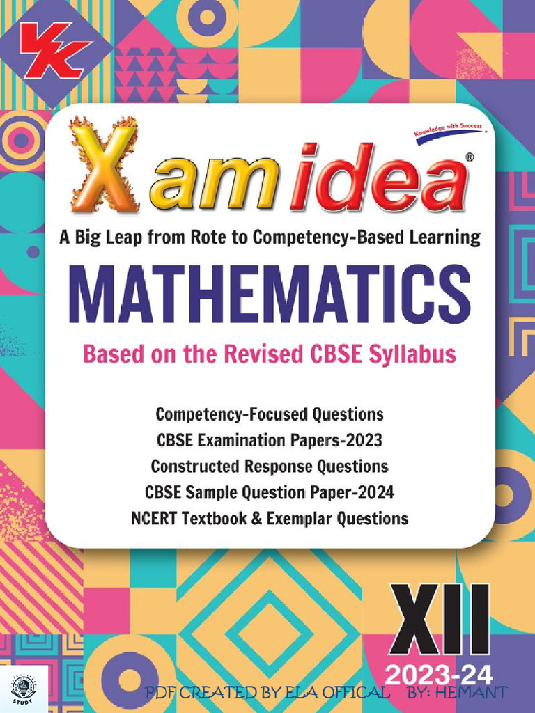 Class 12 Xam Idea Mathematics Cbse Educationlearnacademy 2024 | PDF ...