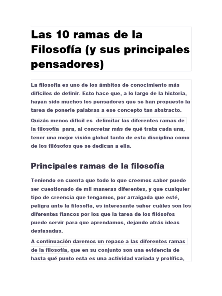 Las 10 Ramas De La Filosofía Descargar Gratis Pdf Conocimiento