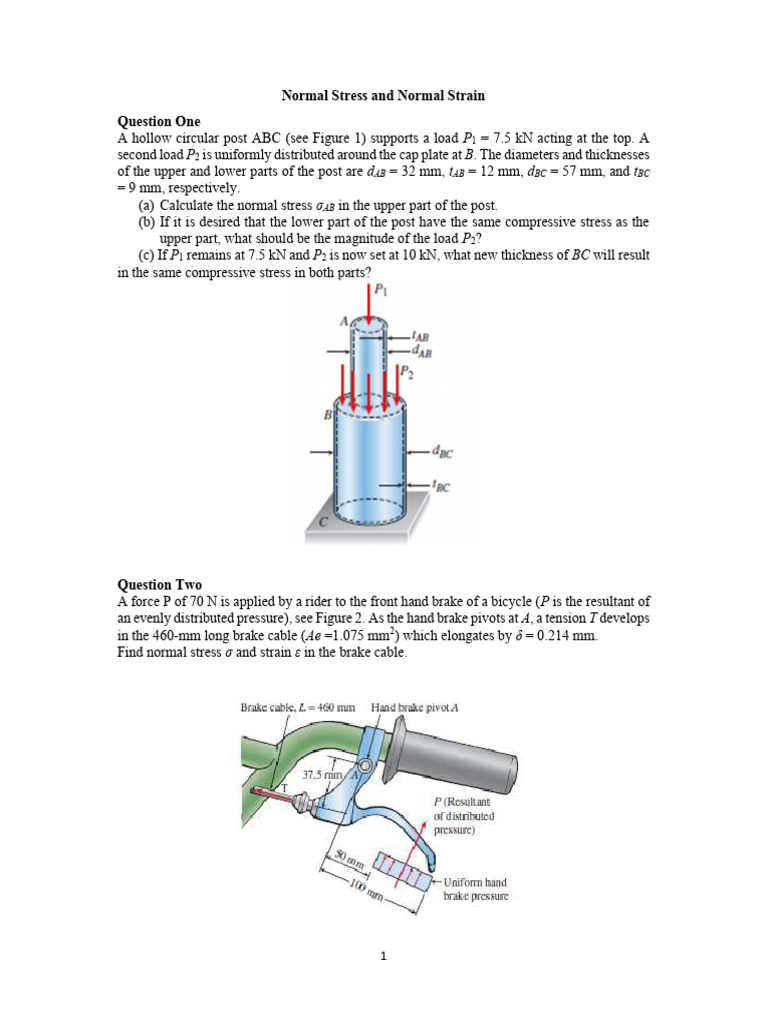 Normal Stress and Strain Calculations | PDF | Stress (Mechanics ...
