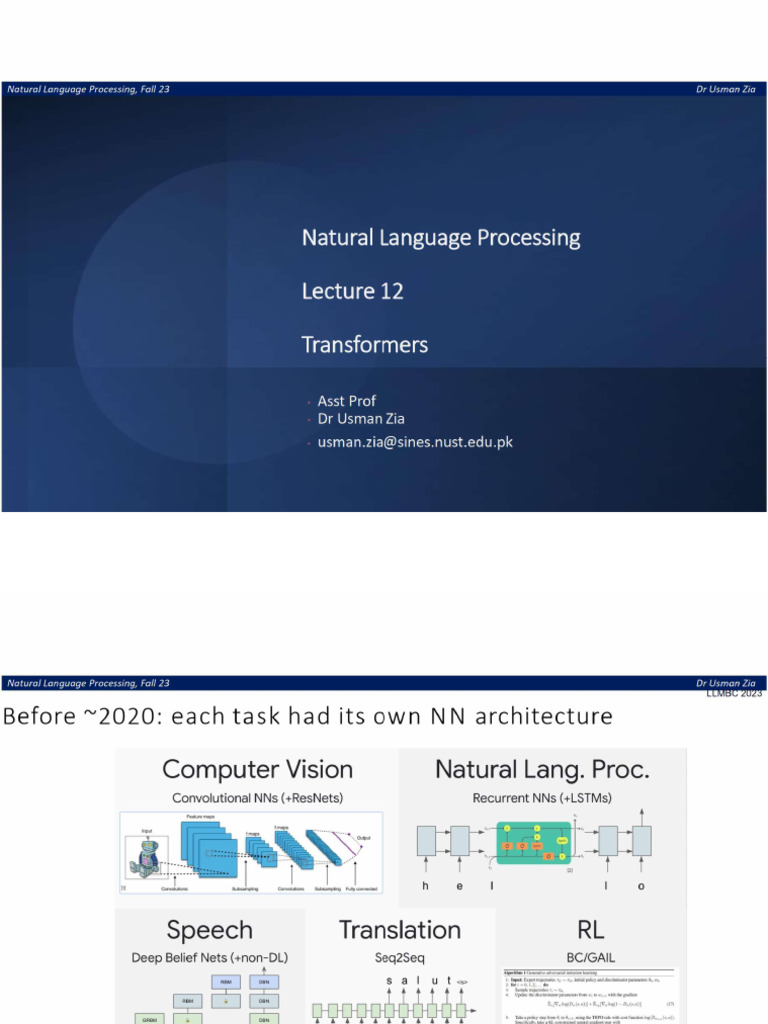 Lecture 12 Transformer Pdf