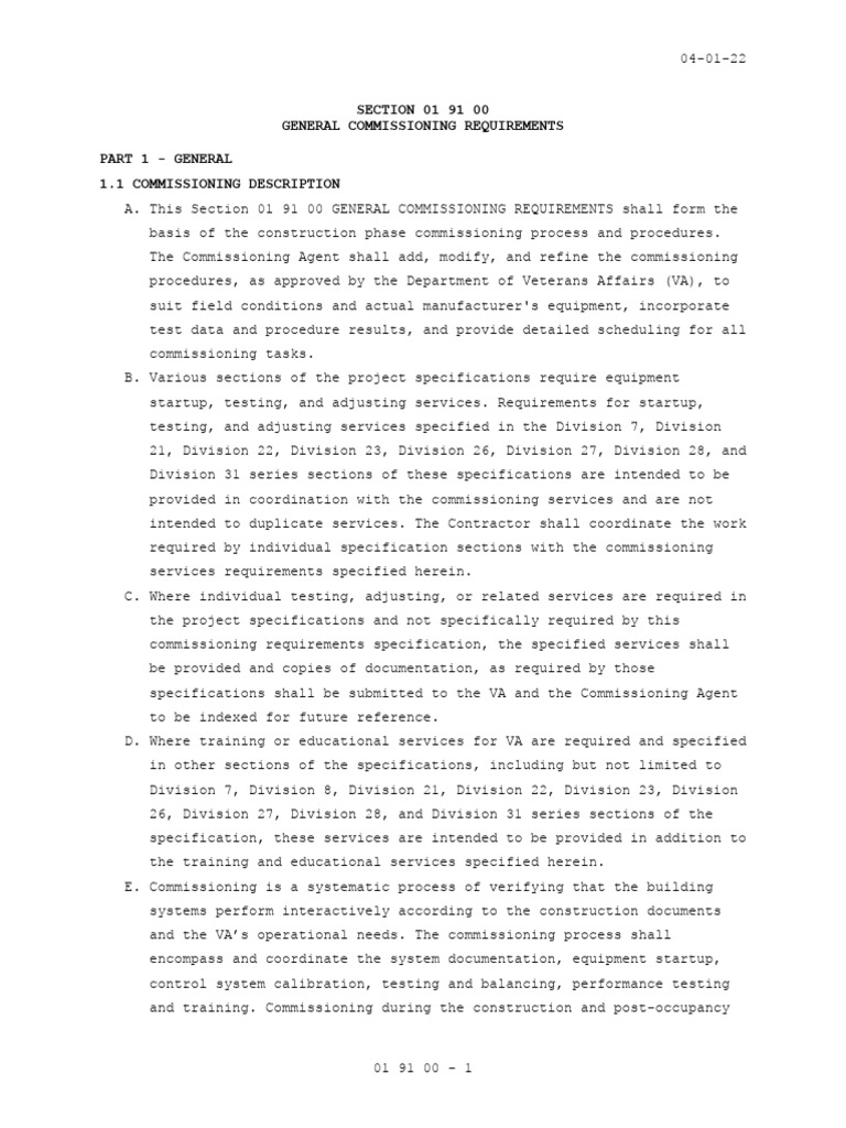 VA Construction Commissioning Guide | PDF | Electric Power Distribution ...