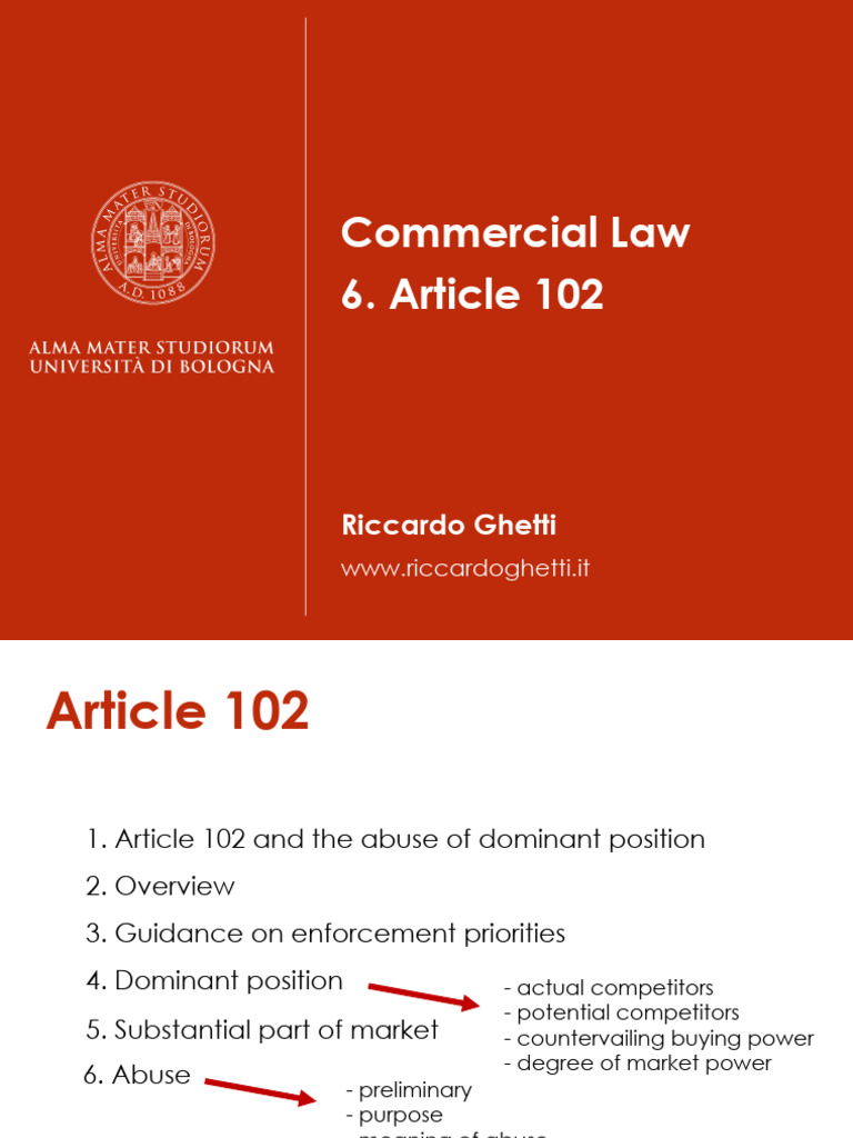 Understanding Article 102: Market Dominance | PDF | Private Sector ...