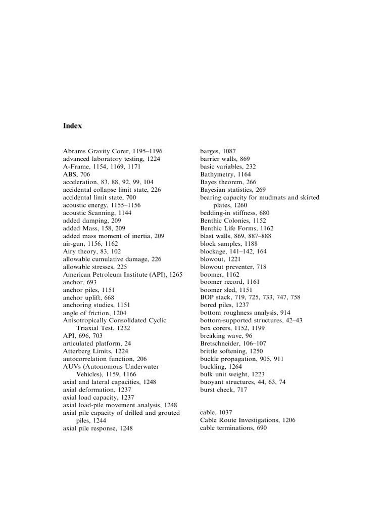 Offshore Engineering Handbook Index | PDF | Waves | Fatigue (Material)