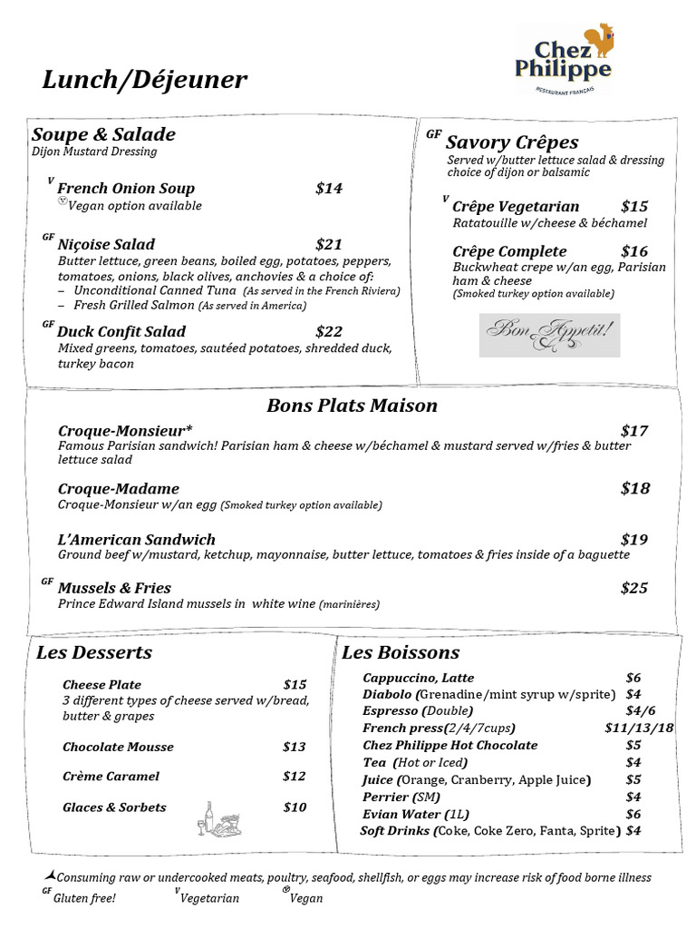 ChezPhilippe Menu 07-22-2022 | PDF | Salad | European Cuisine