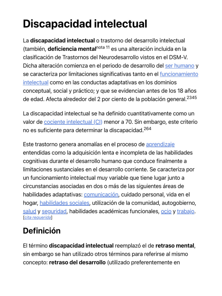 Clasificación y características de la discapacidad intelectual | PDF ...