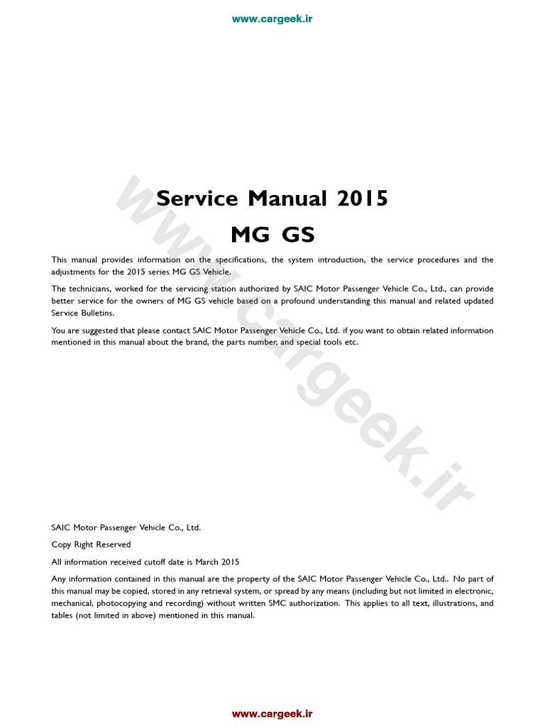 MG GS Service Manual | PDF | Engines | Automatic Transmission