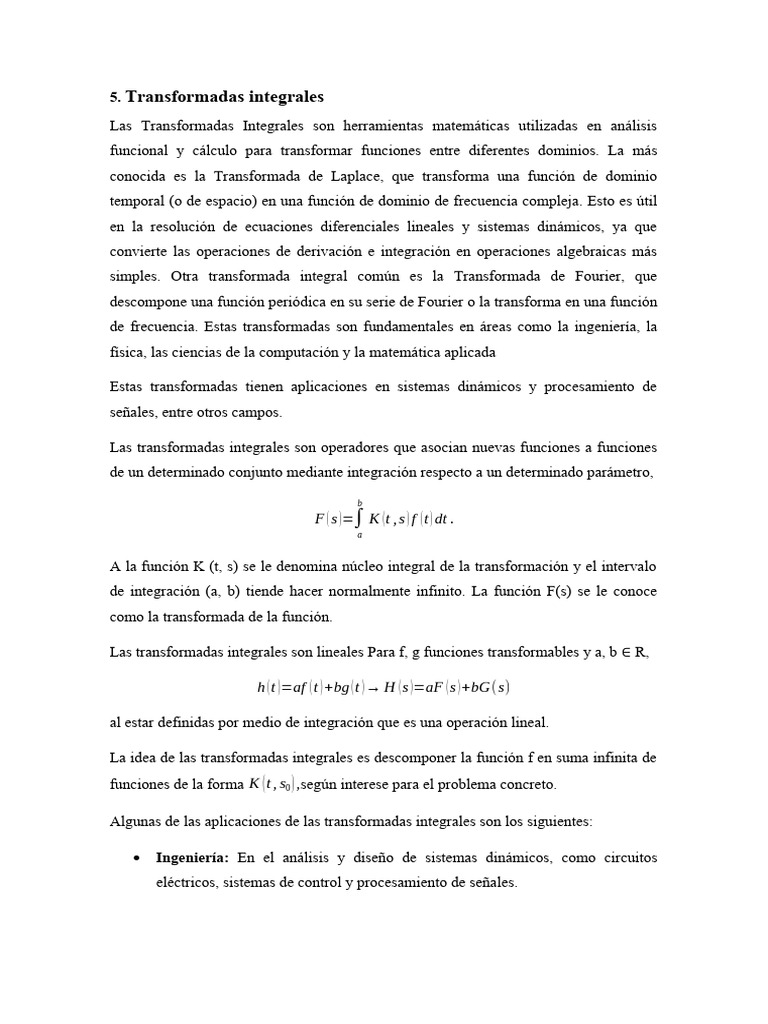 Transformadas Integrales y Aplicaciones | PDF | Ecuaciones | Integral