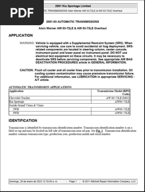 Aisin Warner AW 03-72LE Transmission Guide | PDF | Manual