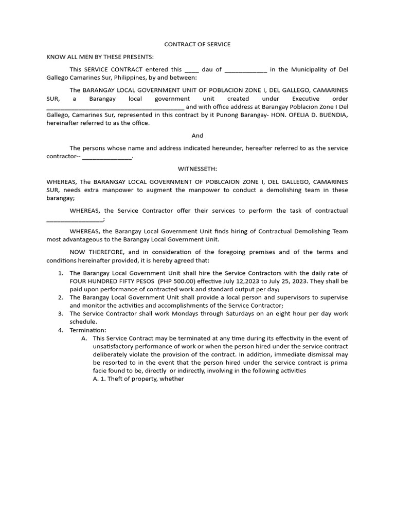 Contract of Service | PDF | Government | Economies