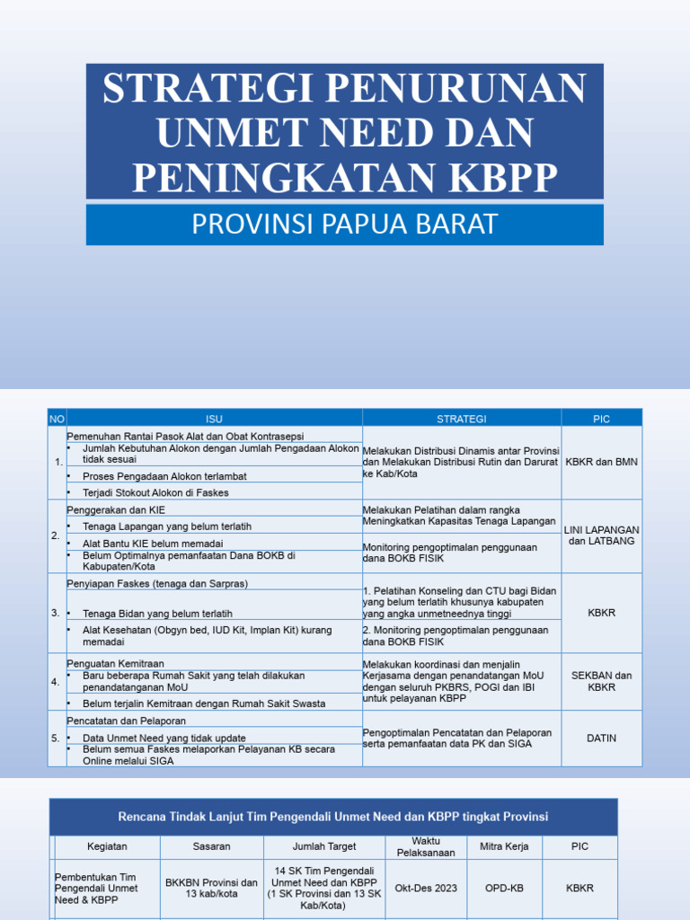 Strategi Penurunan Unmet Need KBPP Papua Barat | PDF