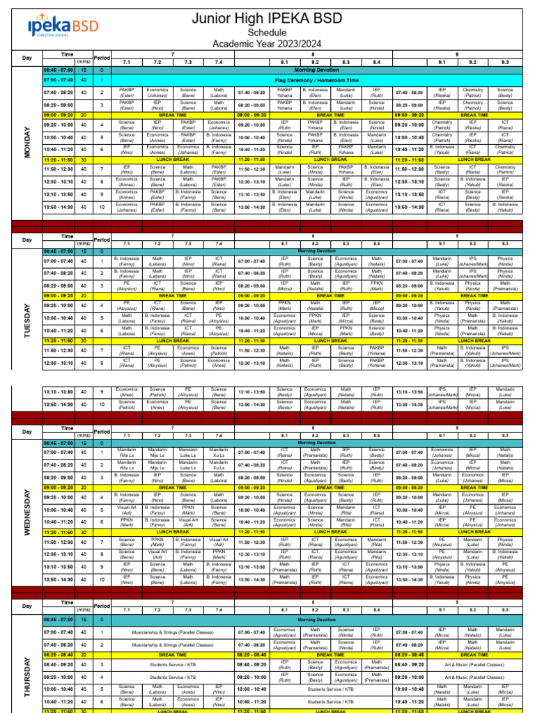 Updated JH Schedule 2023 - 2024 (B) | PDF | Science