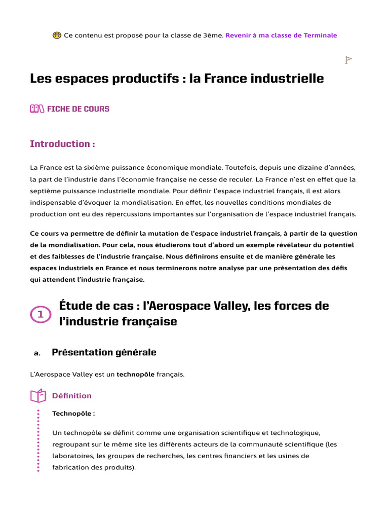 Espaces productifs en France : enjeux et évolutions | PDF ...