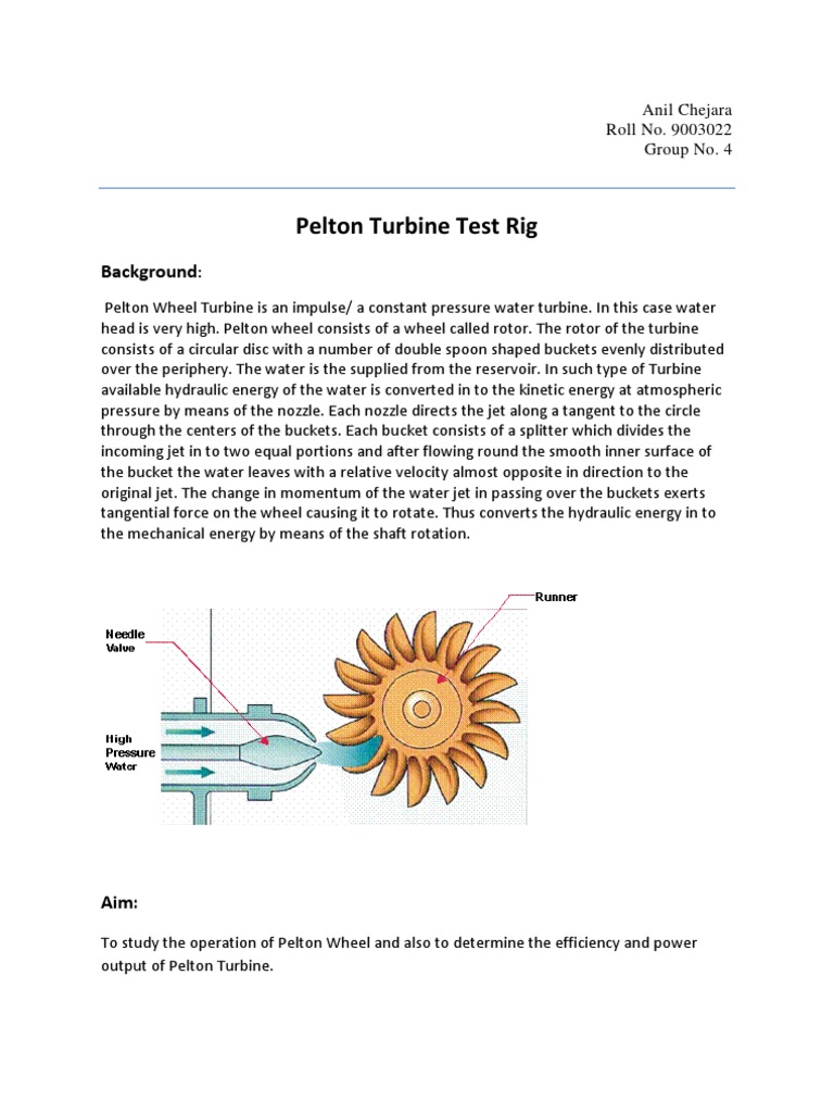 Pelton Turbine Test Rig: Background | PDF | Turbine | Jet Engine