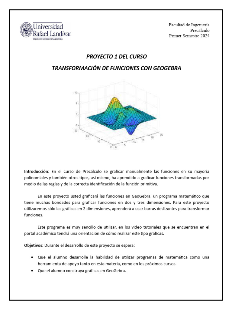 PROYECTO 1 Precálculo Geogebra | PDF | Métodos y materiales de ...