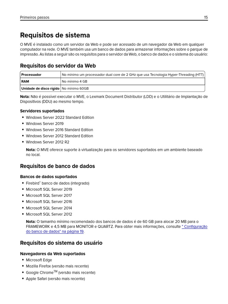 Lexmark Markvision - Pre Req | PDF | Microsoft SQL Server | Endereço de IP