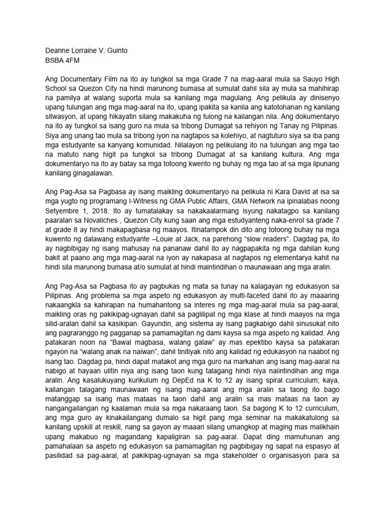 Pag-Asa Sa Pagbasa | PDF