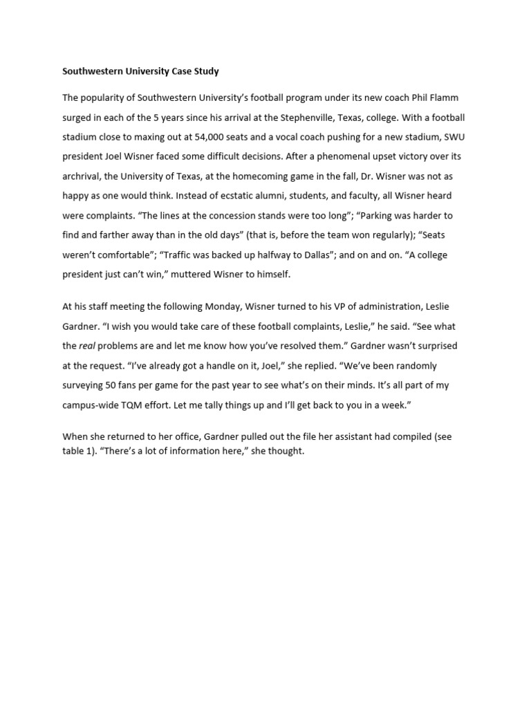 Southwestern University Case Study | PDF