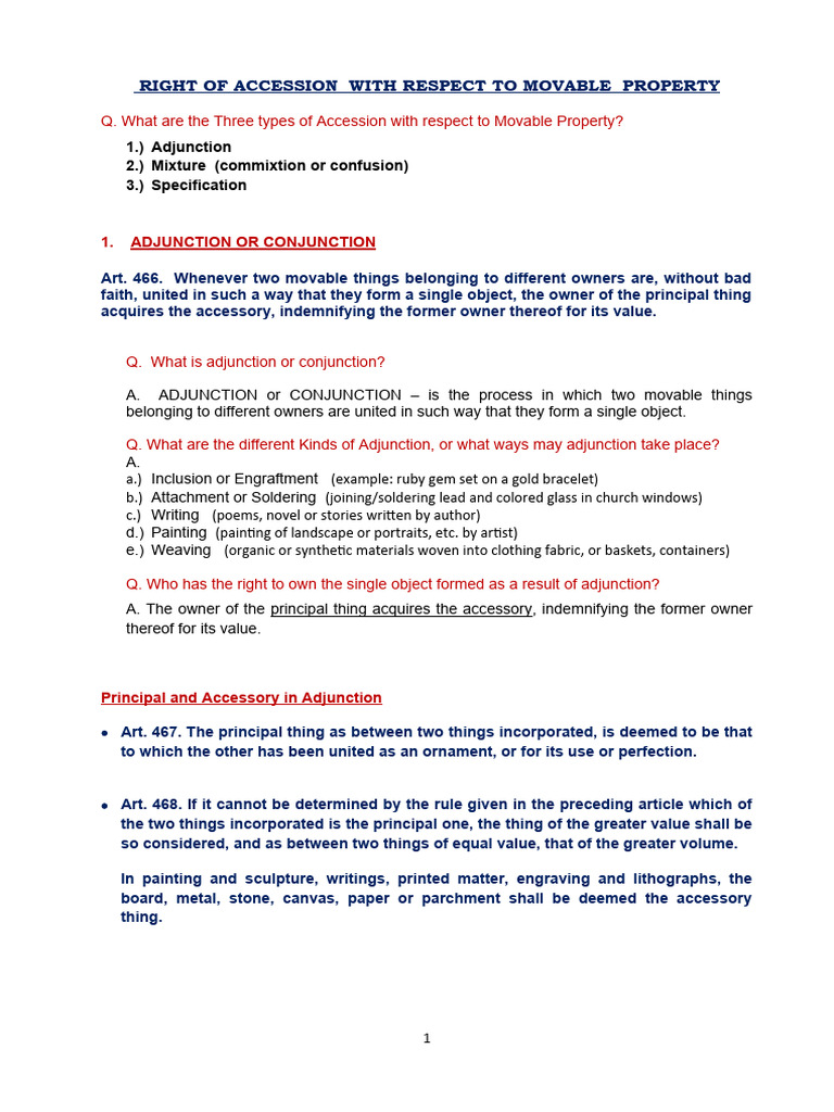 Types of Accession in Movable Property | PDF | Indemnity | Mixture
