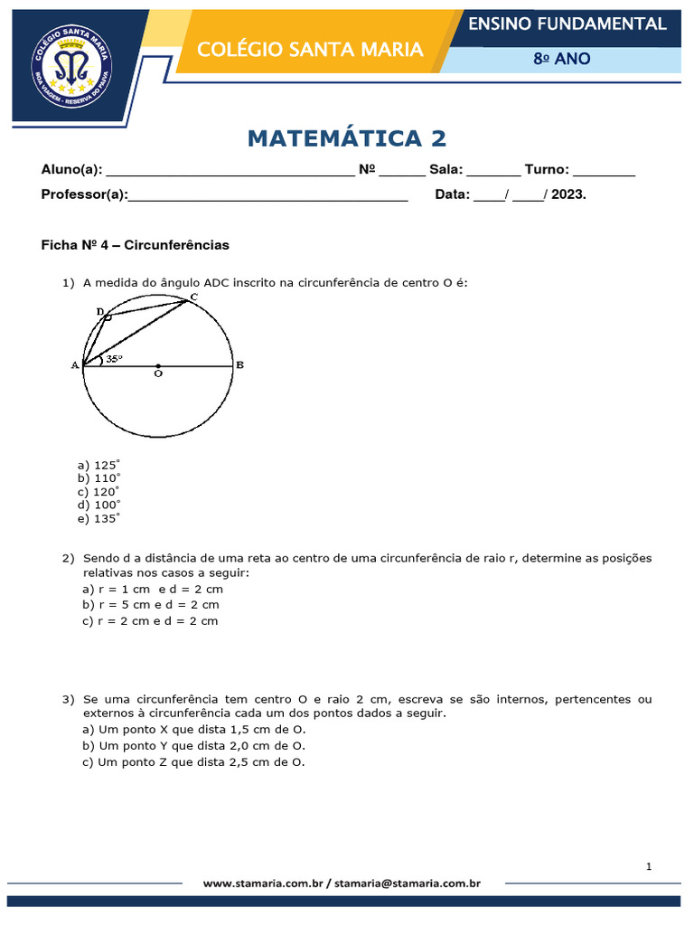 MATEM%c3%81TICA+2+-+CIRCUNFER%c3%8aNCIAS-ARCOS-%c3%82NGULOS | PDF ...