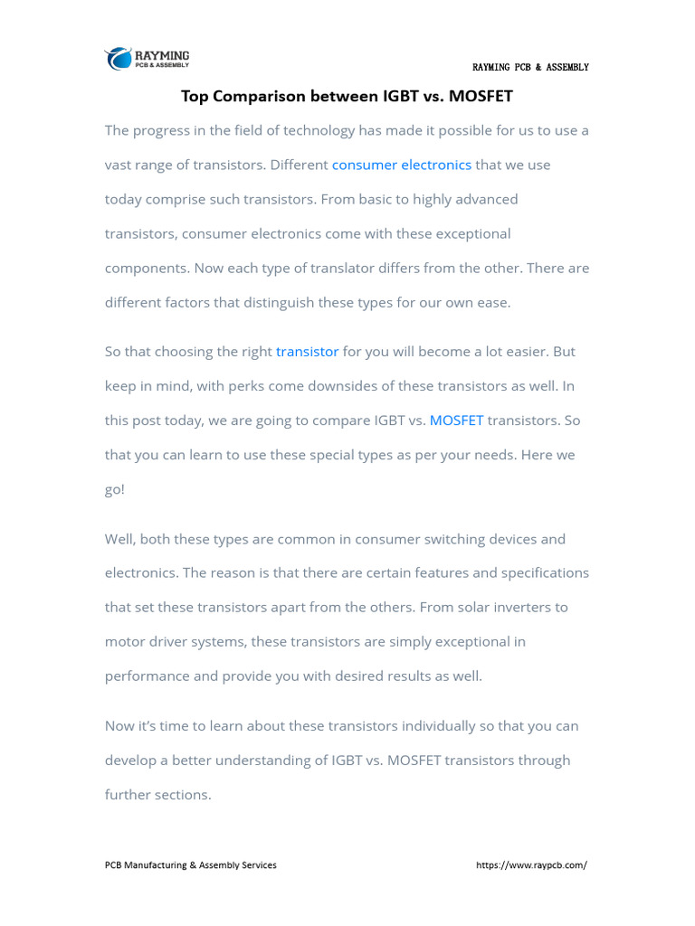 Top Comparison Between IGBT vs. MOSFET | PDF | Field Effect Transistor ...