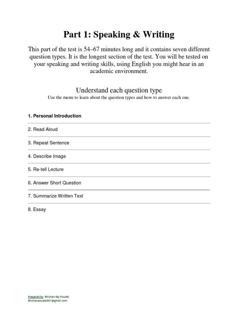 Part 1 pte pdf speech fluency