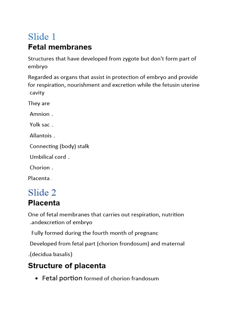 Understanding Fetal Membranes and Placenta | PDF | Placenta | Medical ...
