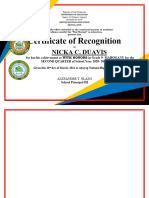 Honor Certificate