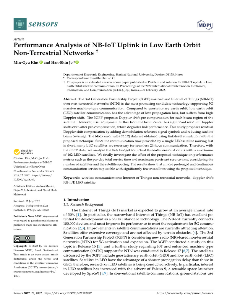 Performance Analysis of NB-IoT Uplink in Low Earth | PDF | Antenna ...