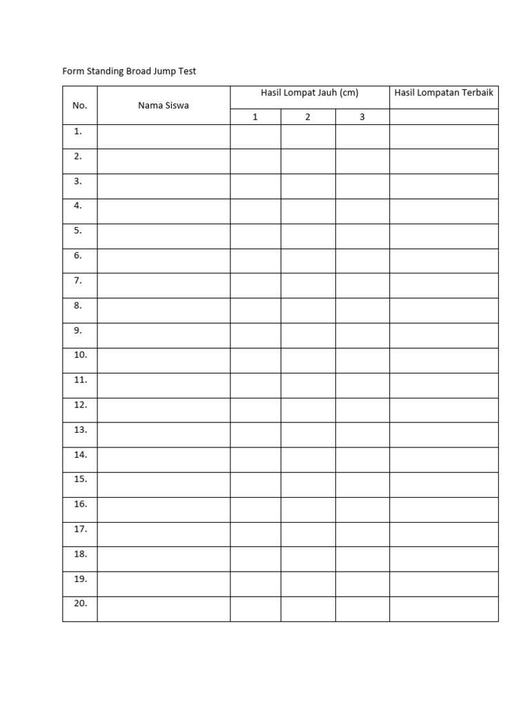 Form Standing Broad Jump Test PDF