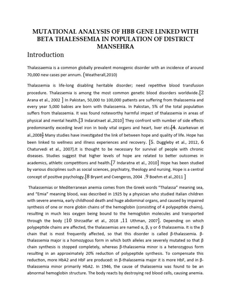 Mutational Analysis of HBB Gene Linked With Beta | PDF | Clinical ...