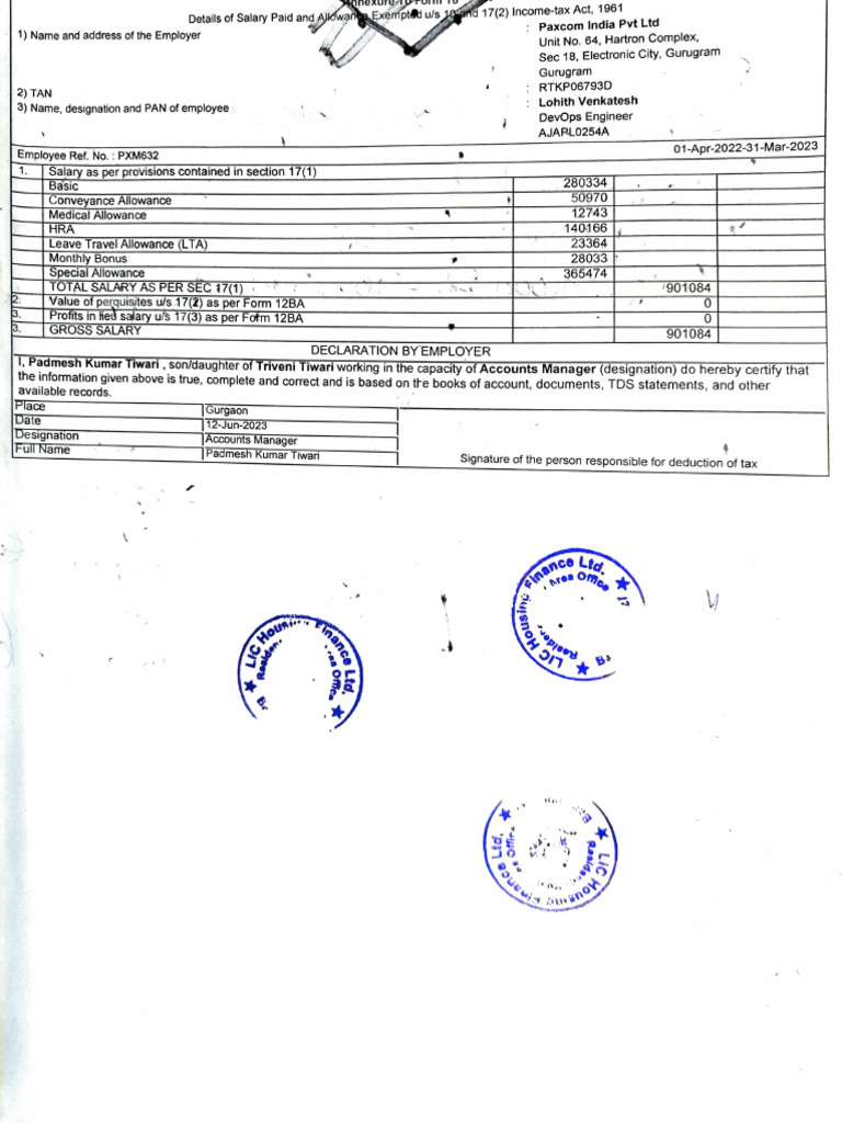 Annexure to form 16 pdf taxes money