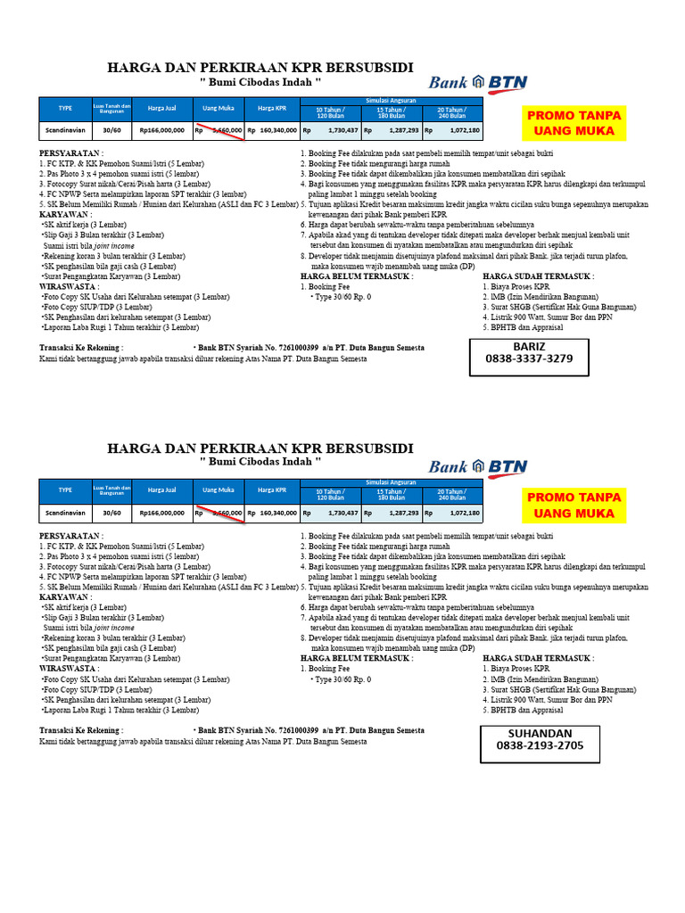 Harga dan Simulasi KPR Bumi Cibodas | PDF