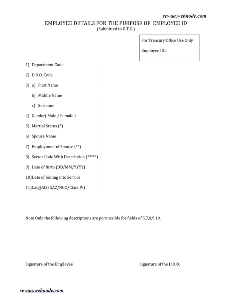 Employee ID Application Form Details | PDF