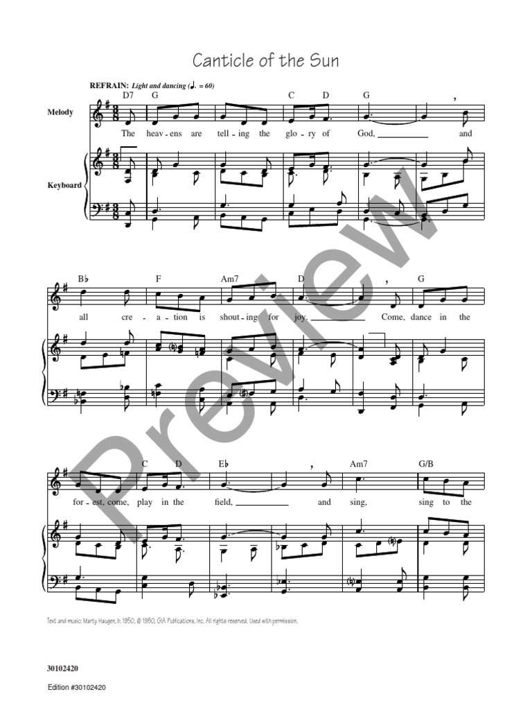 canticle of the sun song lyrics