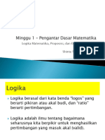 1 - Logika Matematika, Proposisi, Dan Operasi Proposisi