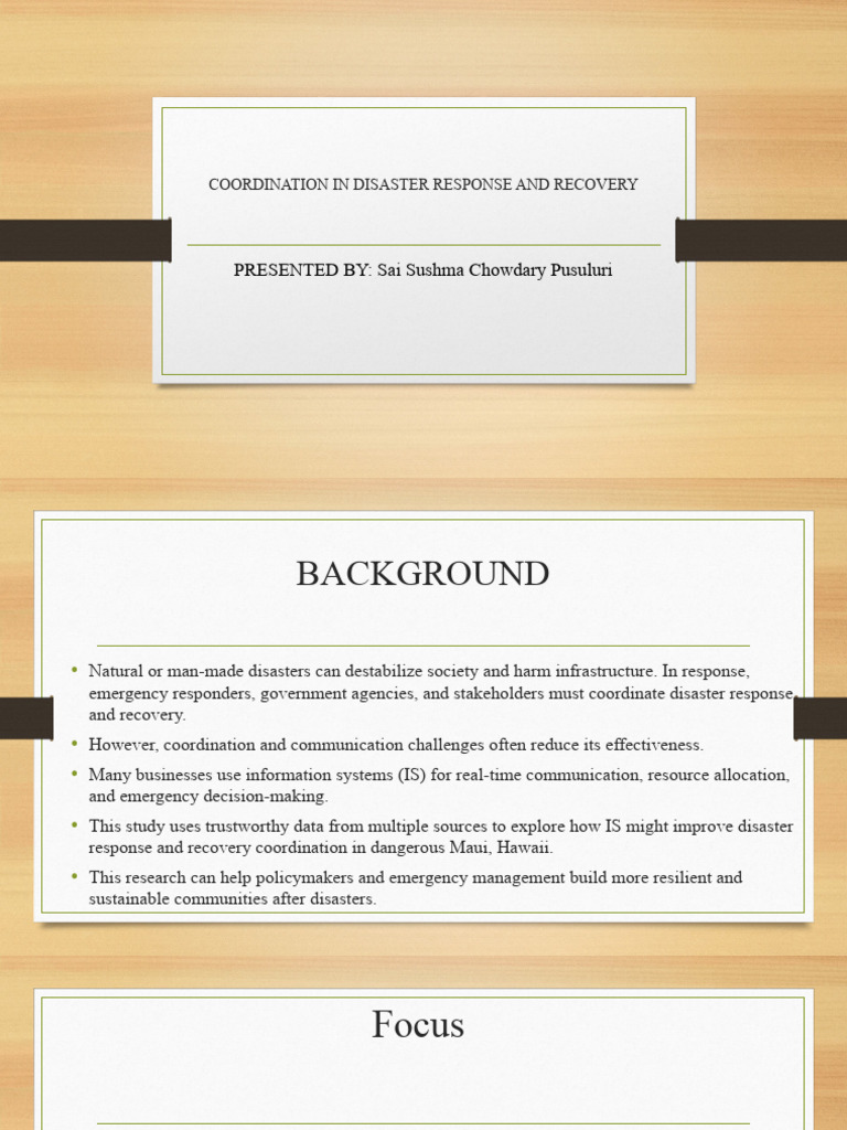 Presentation Coordination in Disaster Response and Recovery .. | PDF ...