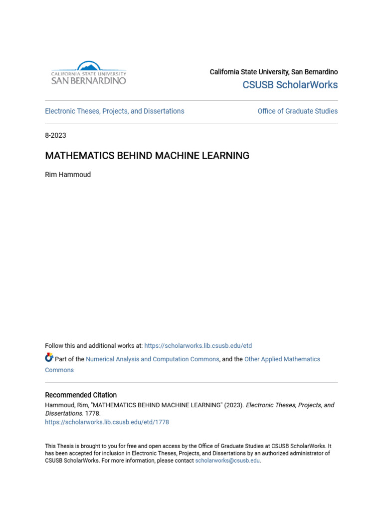Mathematics Behind Machine Learning | PDF | Support Vector Machine ...
