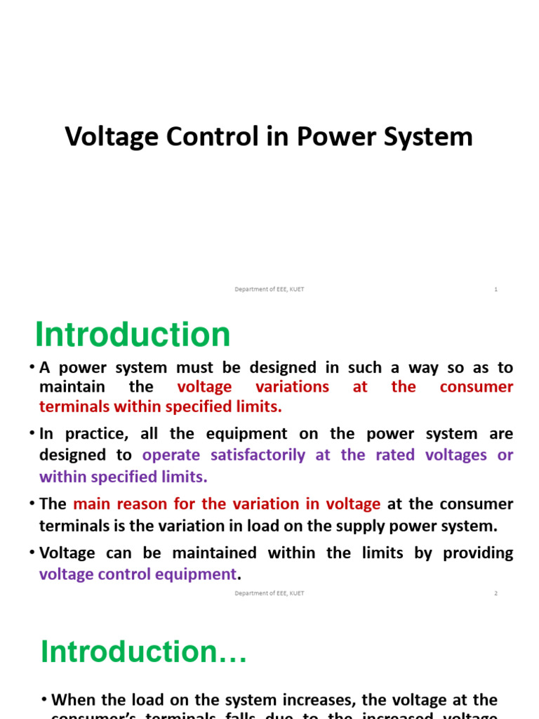 Voltage Control in Power System PDF Capacitor Transformer