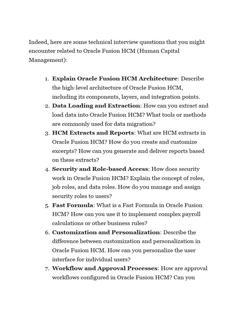 Oracle Fusion HCM Interview Questions | PDF | Oracle Corporation | User ...