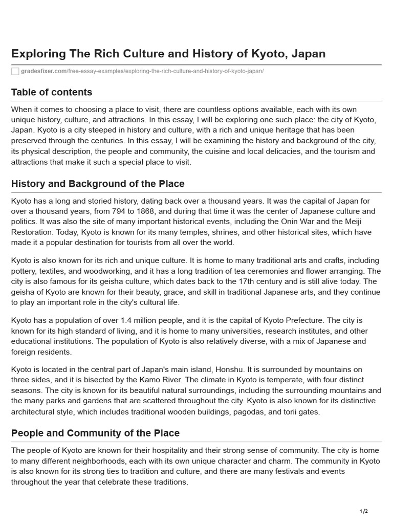 Exploring The Rich Culture and History of Kyoto Japan | PDF | Kyoto ...