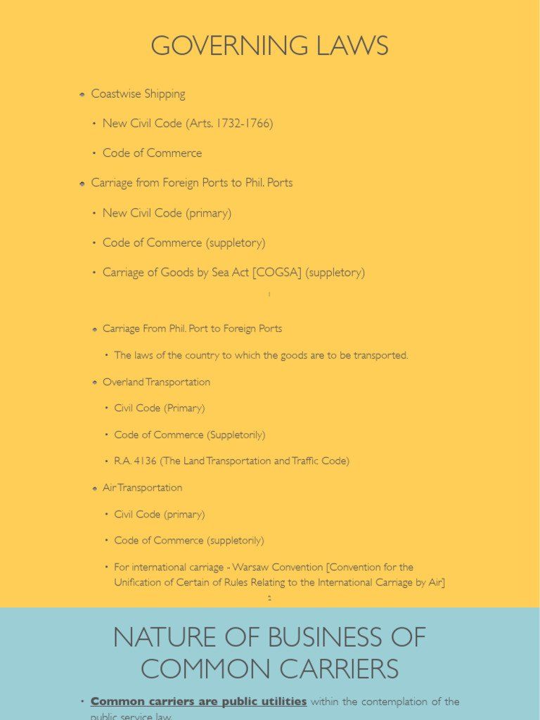 Laws and Nature of Business of Common Carriers PDF