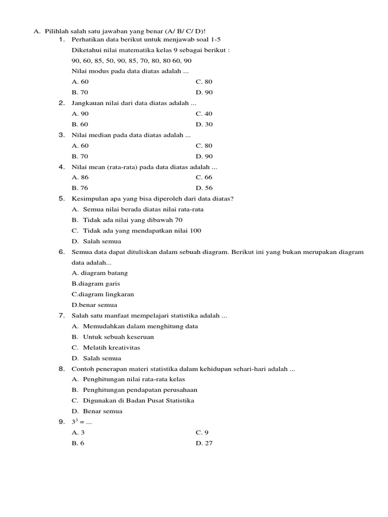 Latihan Soal Statistika Dan Geometri Smp Pdf