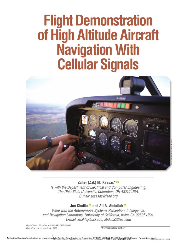 Flight Demonstration of High Altitude Aircraft Navigation With Cellular