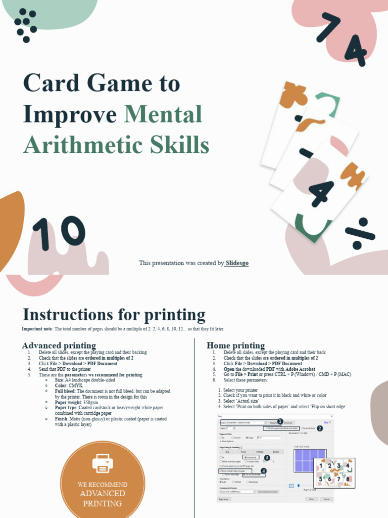 EN Card Game To Improve Mental Arithmetic Skills by Slidesgo PDF