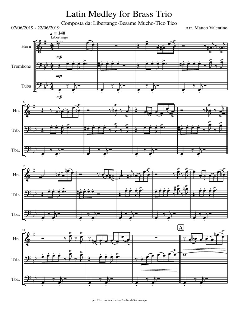 Latin Brass Trio Medley | PDF | Brass Instruments | Aerophones