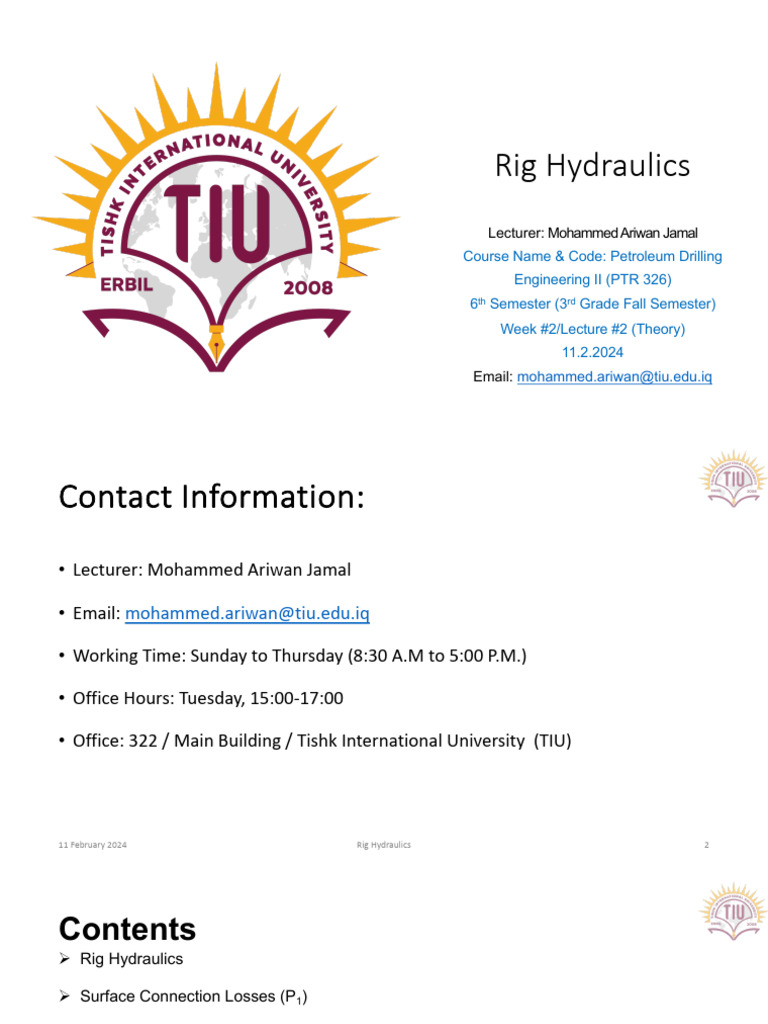 Understanding Rig Hydraulics in Drilling | PDF | Fluid Dynamics | Shear ...