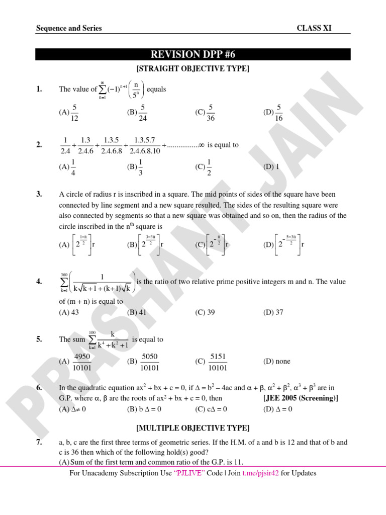 Revision DPP 6 (Class XI) | PDF