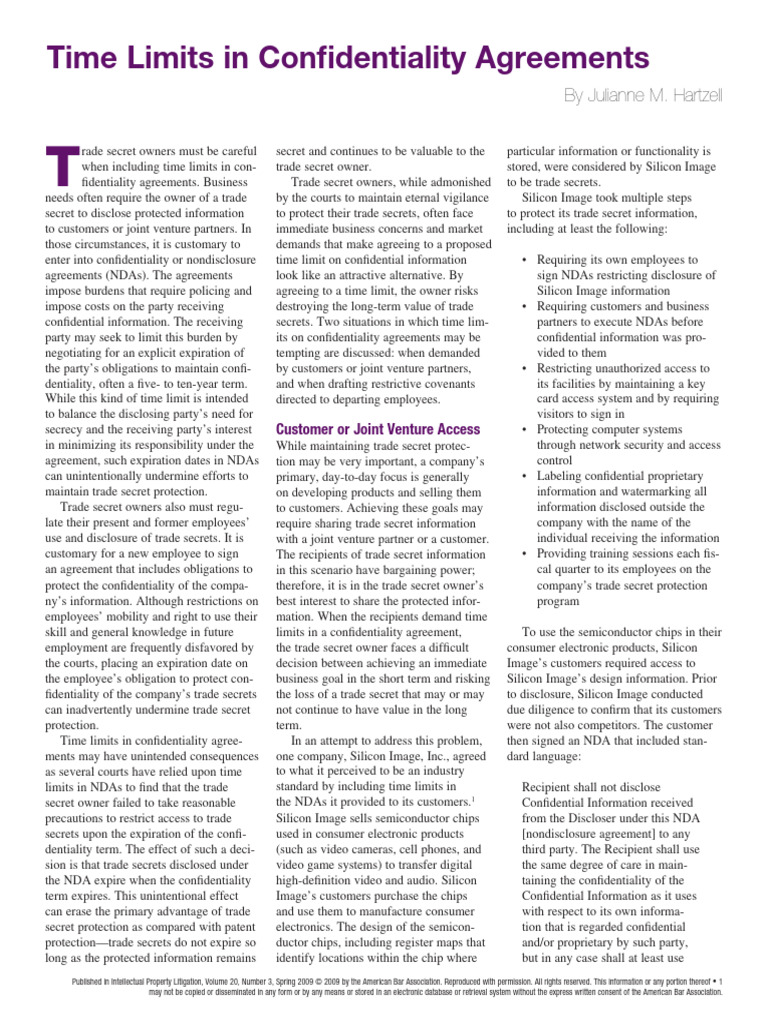 NDA Analysis For Time Term | PDF | Non Disclosure Agreement | Trade Secret