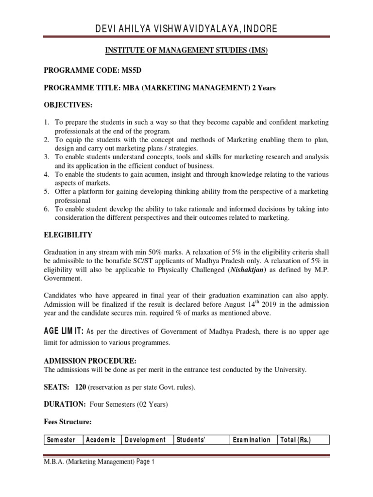 MBA Marketing Management Syllabus Overview | PDF | Marketing | Master ...