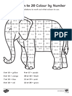 T T 12231 Elmer Subtraction To 20 Colour by Numbers Sheet Ver 2